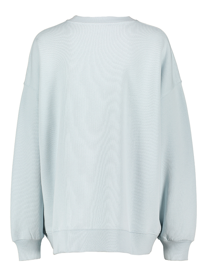 Lichtblauwe katoenen sweater met ronde hals Rotate