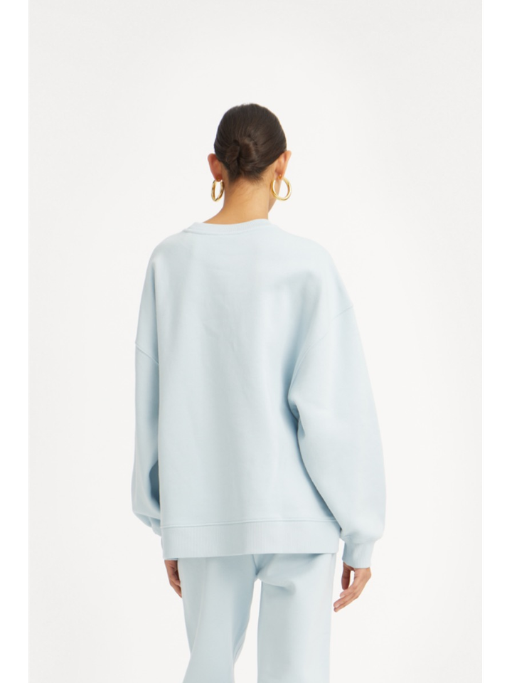 Lichtblauwe katoenen sweater met ronde hals Rotate