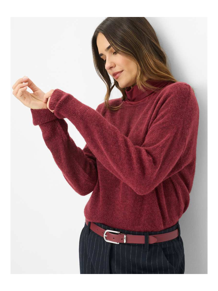Bordeaux wollen pull met boothals Lisa Brax