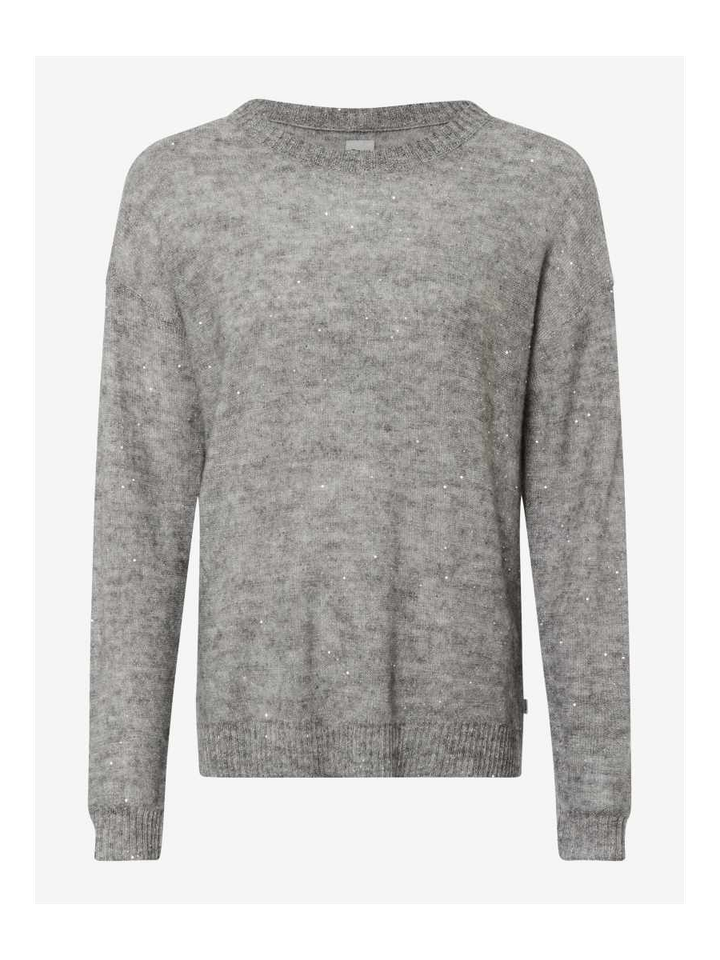 Lichtgrijze wollen pull met ronde hals en glitters Lesley Brax
