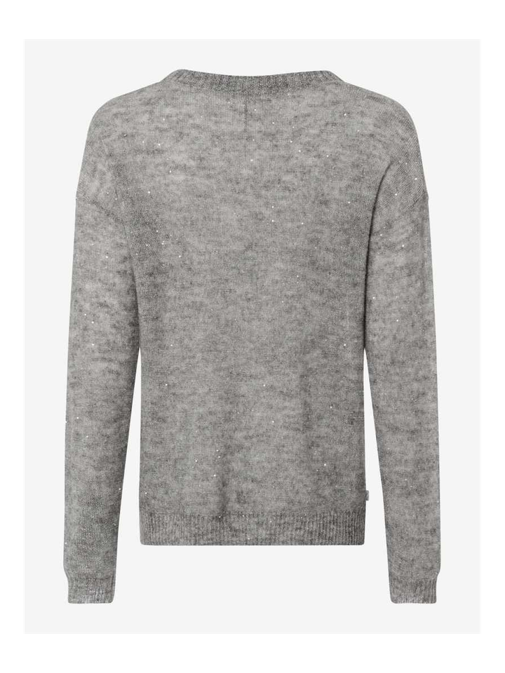 Lichtgrijze wollen pull met ronde hals en glitters Lesley Brax