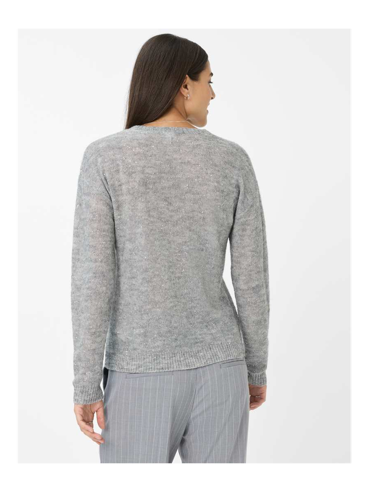 Lichtgrijze wollen pull met ronde hals en glitters Lesley Brax