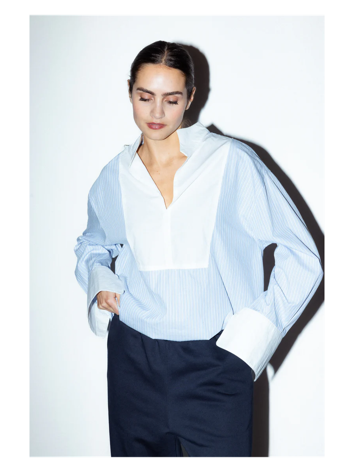 Blauw en wit gestreepte bloes Catherine Rae