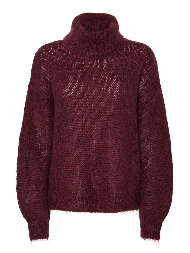 Bordeaux kleurige gebreide trui met wol Yaslambi Y.A.S 