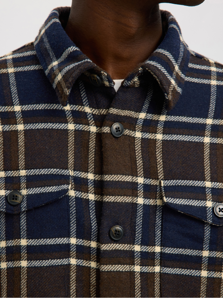 Bruin en blauw overhemd met ruit motief Selected 