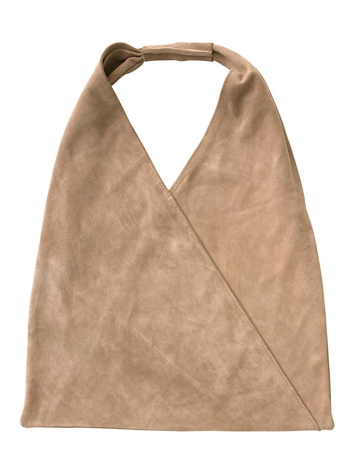 Taupe kleurige tas in suède Sac B.B Twist My Bag