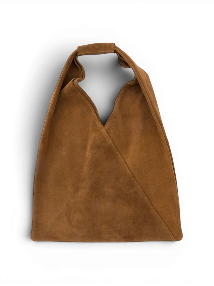 Camel kleurige tas in suède Sac B.B Twist My Bag