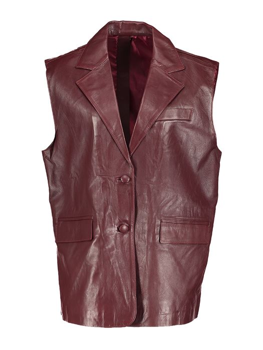Bordeaux kleurige lederen blazer met split achteraan Blazer Twist My Jacket