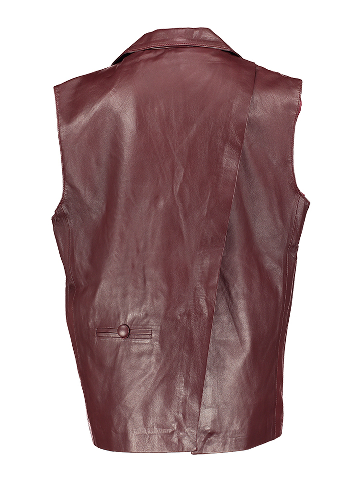 Bordeaux kleurige lederen blazer met split achteraan Blazer Twist My Jacket