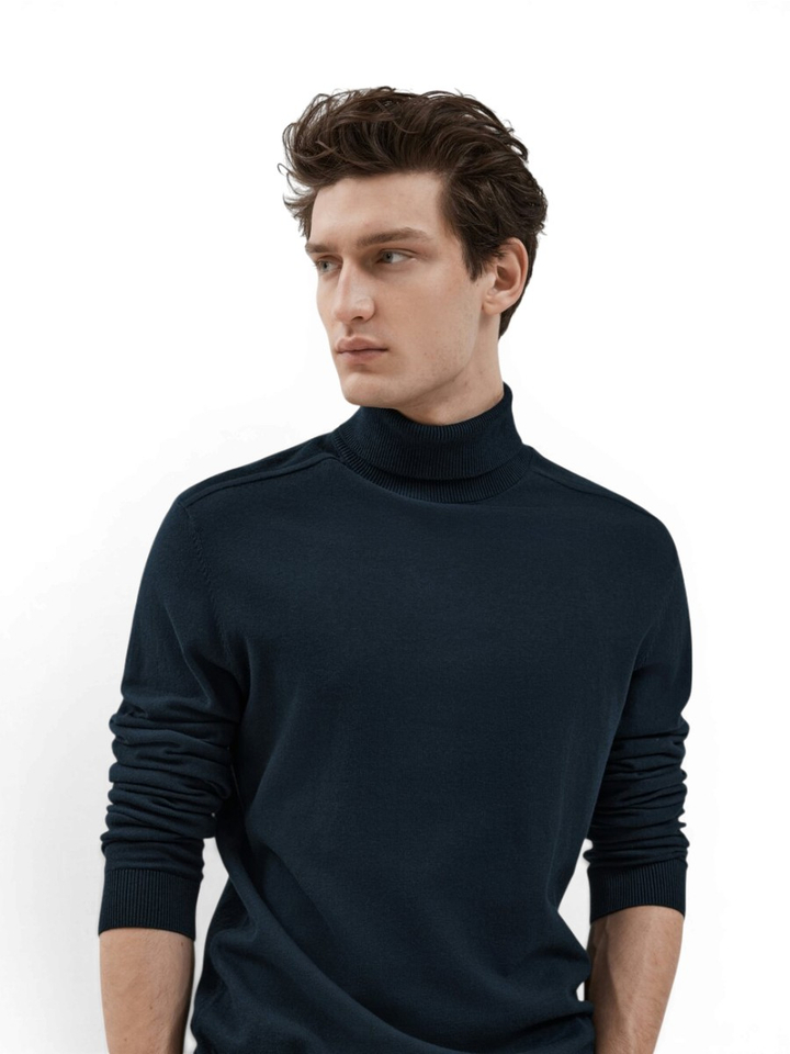 Blauwe trui met rolkraag Selected 