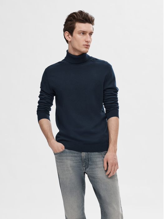 Blauwe trui met rolkraag Selected