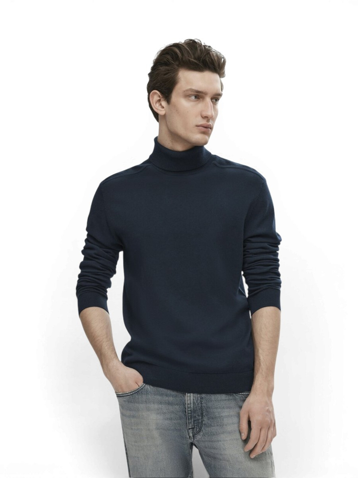 Blauwe trui met rolkraag Selected 
