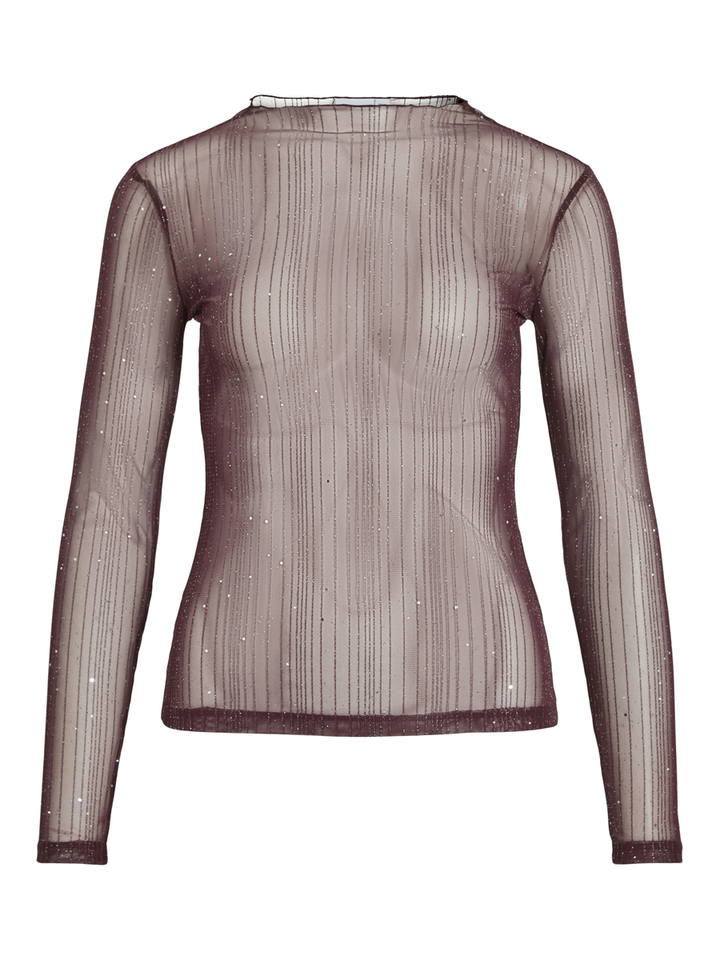 Bordeaux doorzichtige top met flitter Viturno Funne Vila 