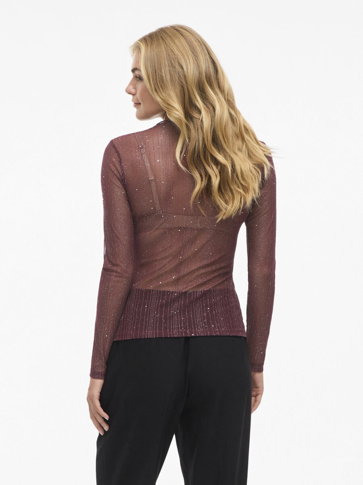 Bordeaux doorzichtige top met flitter Viturno Funne Vila 