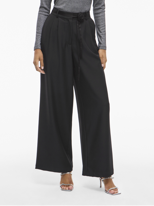 Zwarte wijde broek met bandplooi Vicatalina Vila