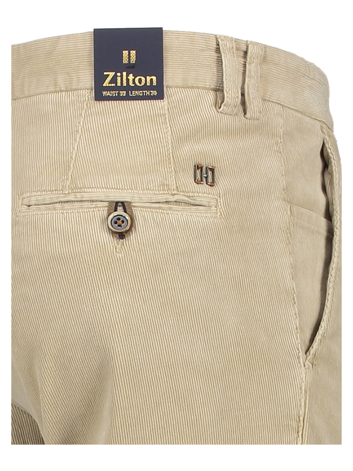 Beige ribfluwelen modern fit broek Sidney Zilton