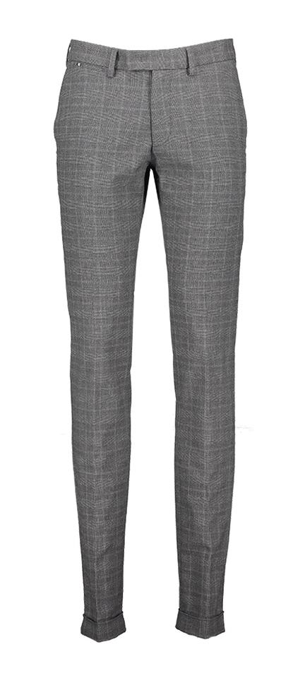 Donkergrijze chino met fijne ruit Sidney Zilton 