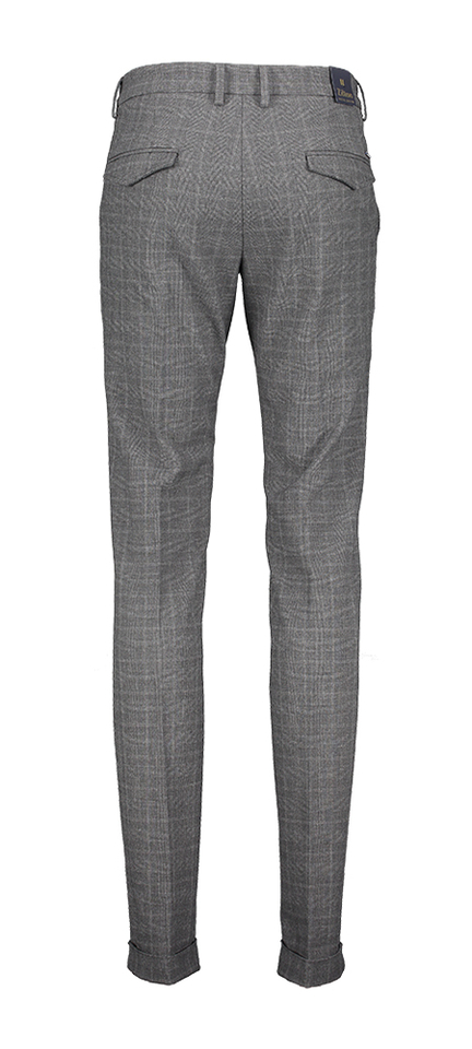Donkergrijze chino met fijne ruit Sidney Zilton 