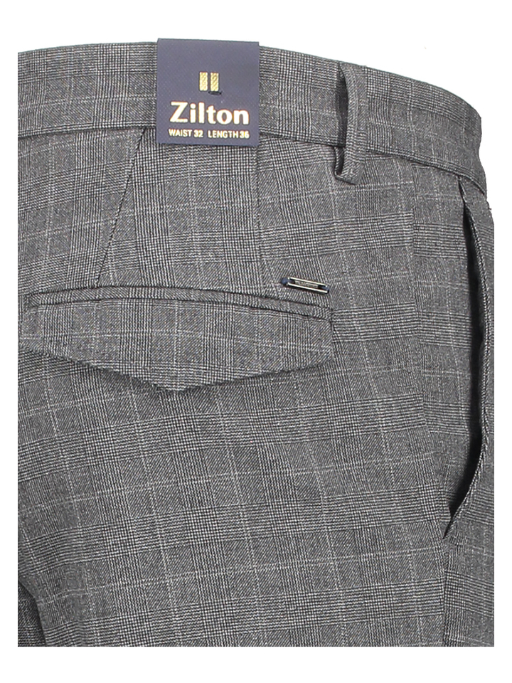Donkergrijze chino met fijne ruit Sidney Zilton 