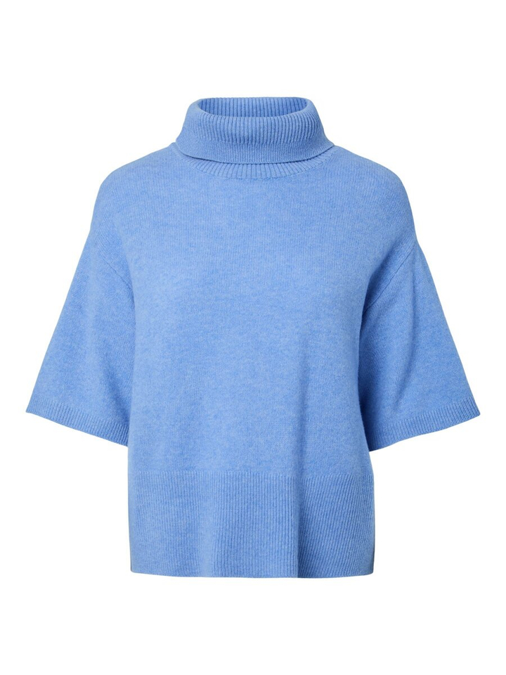 Blauwe wollen turi met rolkraag Yasemila Y.A.S