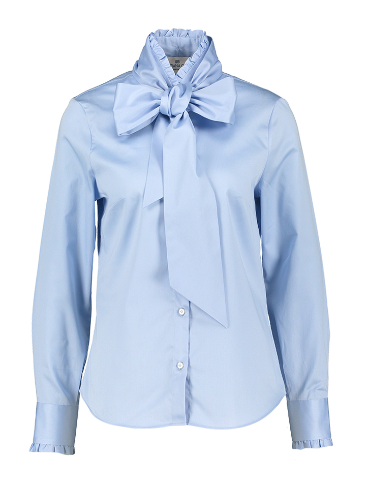 Blauwe katoenen bloes met strik Allison Cristiana Conti 
