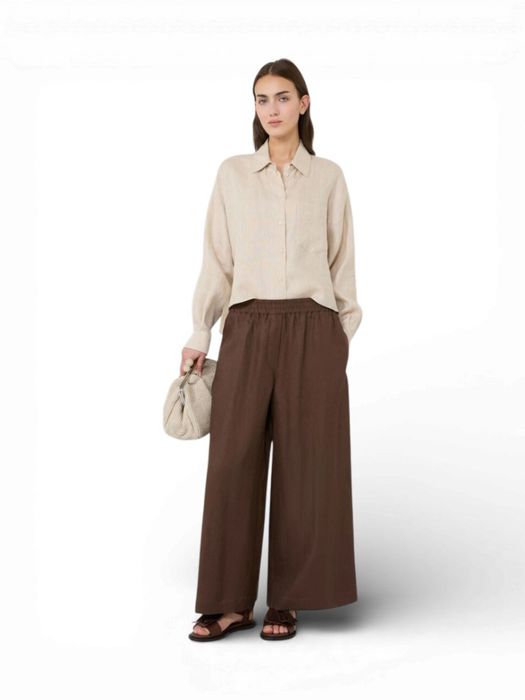 Bruine linnen wijde broek Canneti MM