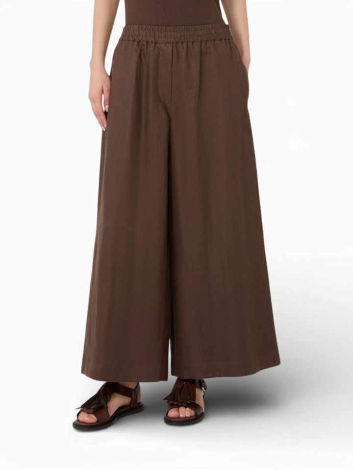 Bruine linnen wijde broek Canneti MM 