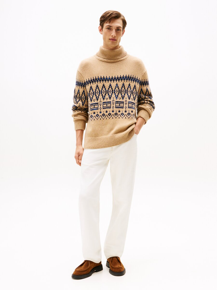 Beige wollen trui met opdruk Tommy Hilfiger