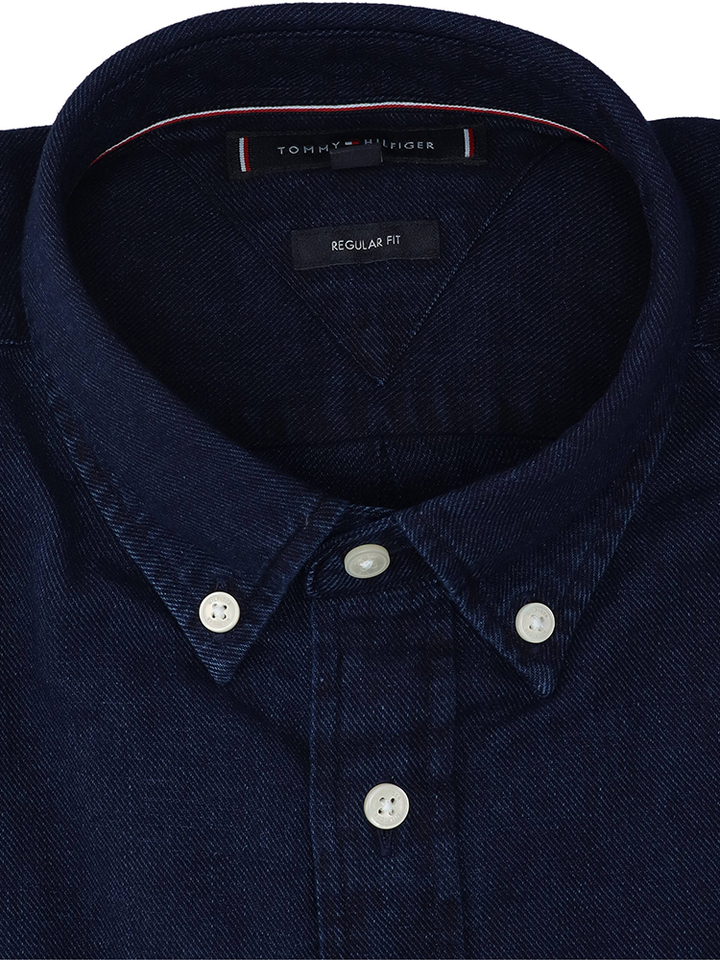 Donkerblauw katoenen hemd (regular fit) met lange mouwen Tommy Hilfiger 