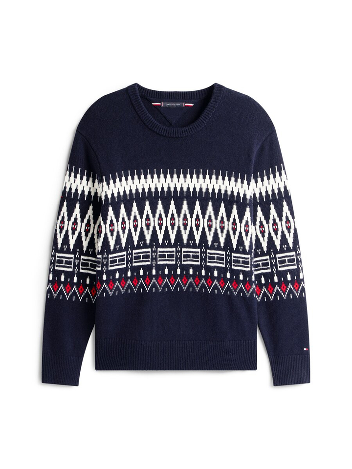Blauwe wollen trui met print Tommy Hilfiger 