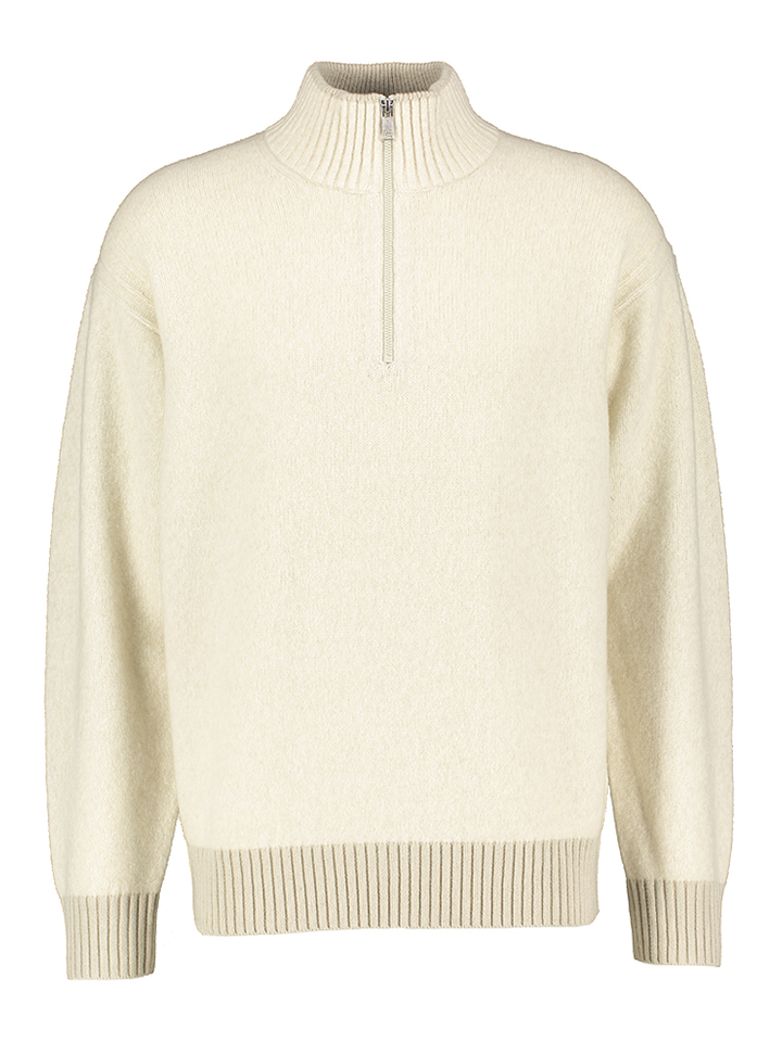 Beige wollen trui met korte rits Hugo Boss 