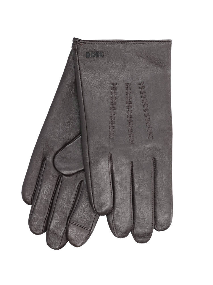 Bruin lederen handschoenen Hugo Boss 