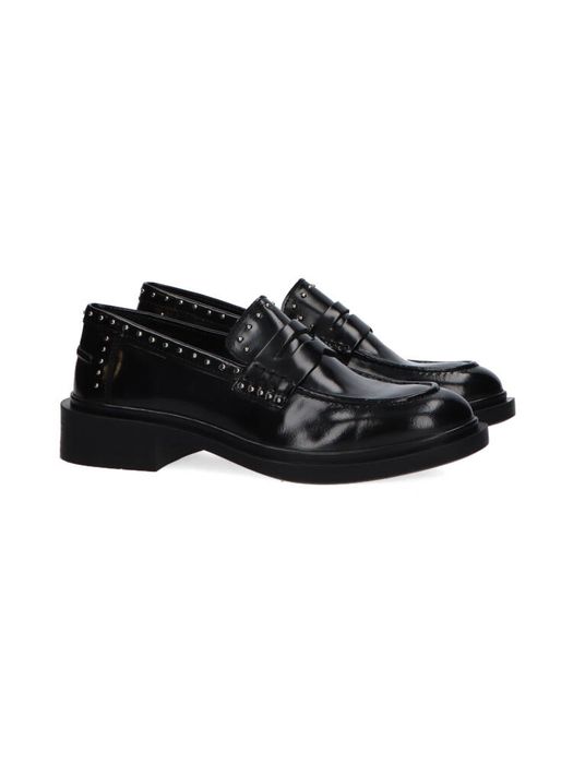 Zwrtae moccasins met zilverkleurige studs Cycleur De Luxe
