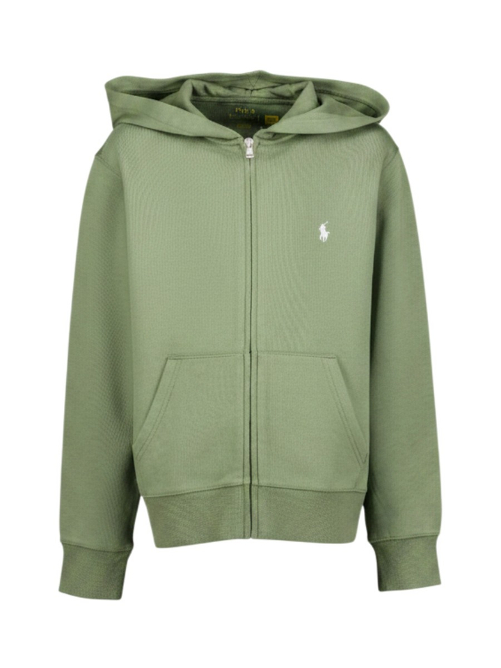 Cargo groene sweater met rits en kap Ralph Lauren