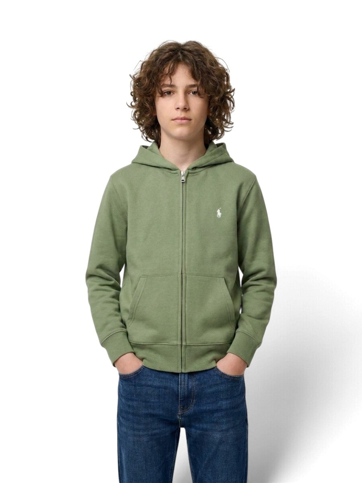 Cargo groene sweater met rits en kap Ralph Lauren