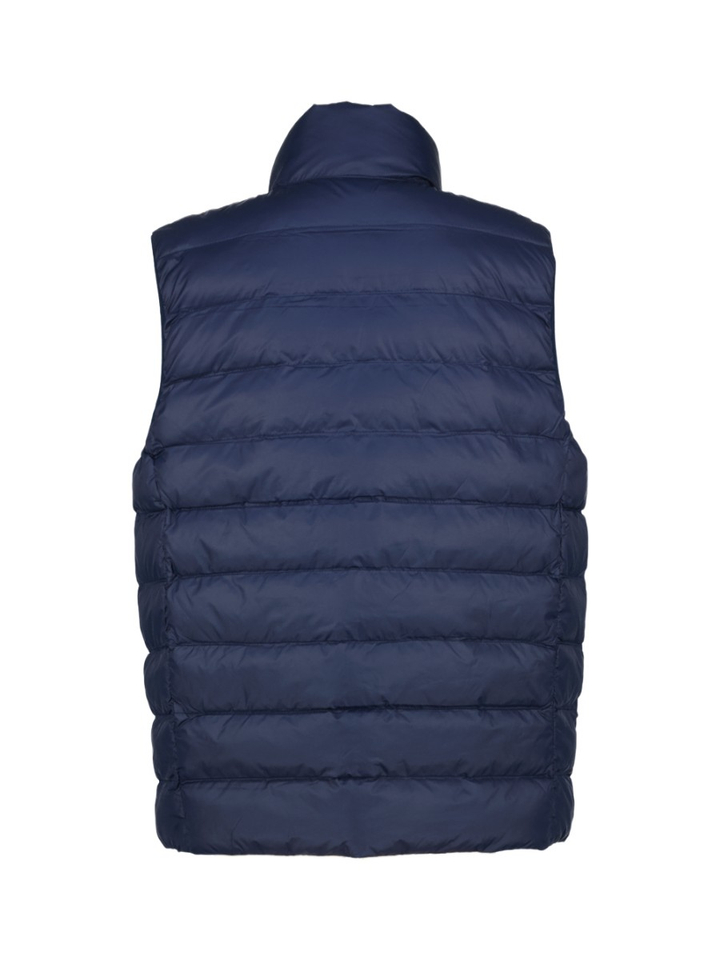 Blauwe bodywarmer met rood merklogo Ralph Lauren  