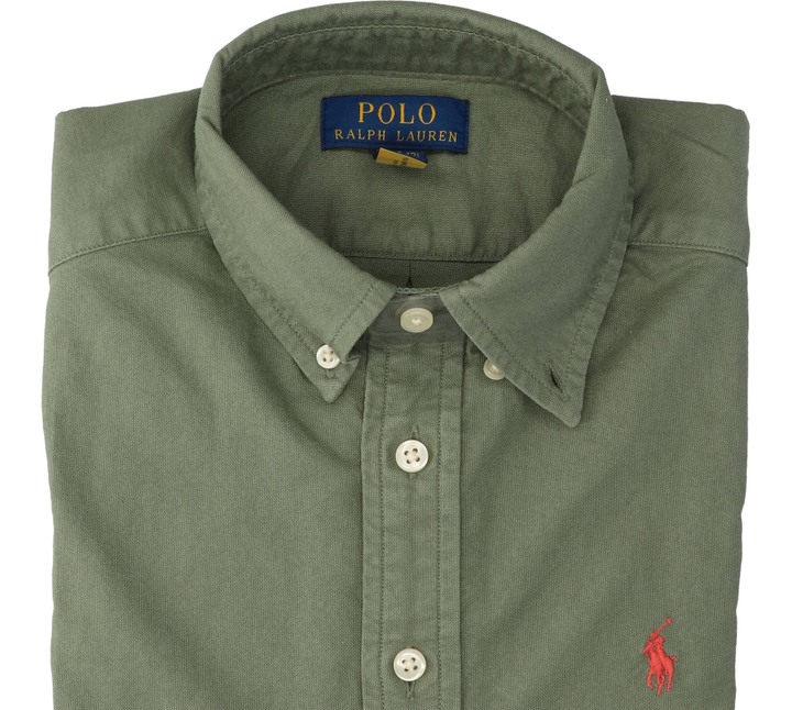 Groen katoenen hemd met rood logo Ralph Lauren 