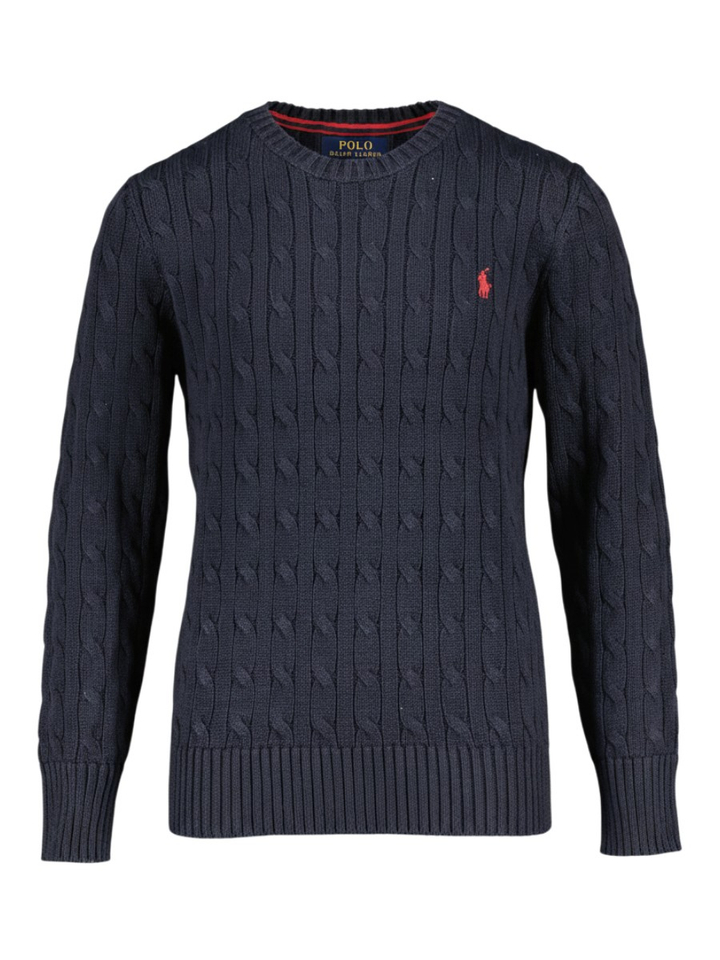 Donkerblauwe trui met motief Ralph Lauren 