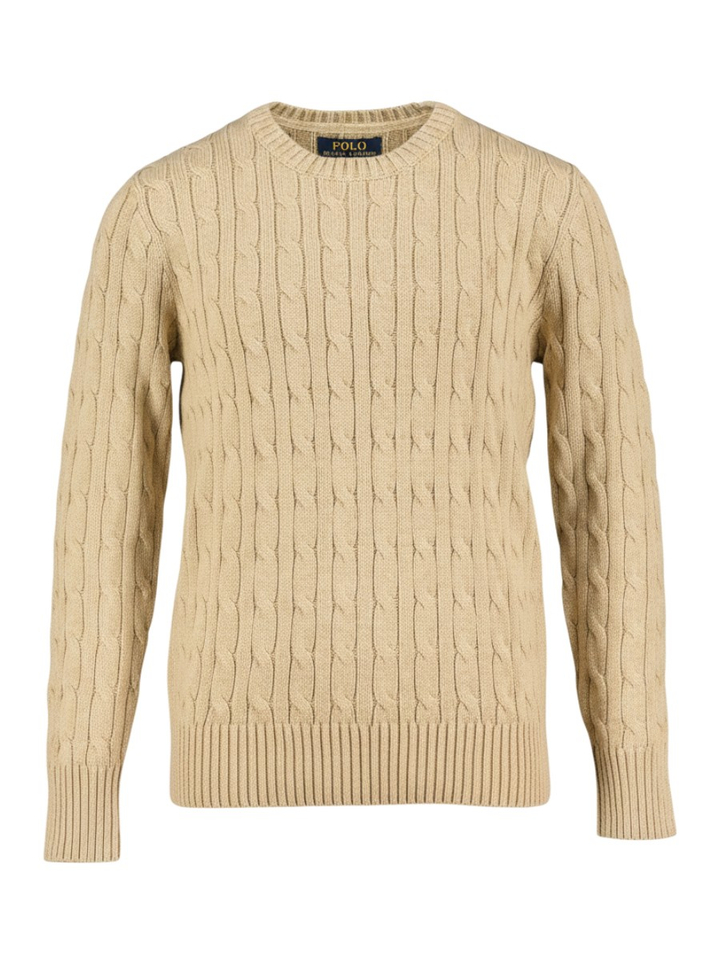 Tan heather trui met motief Ralph Lauren 