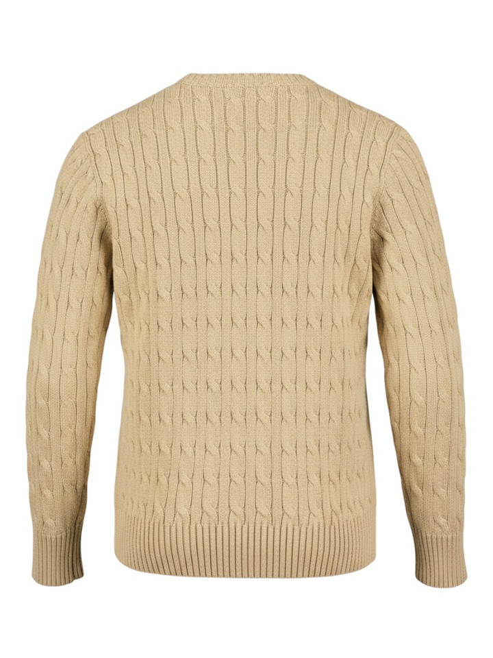 Tan heather trui met motief Ralph Lauren 