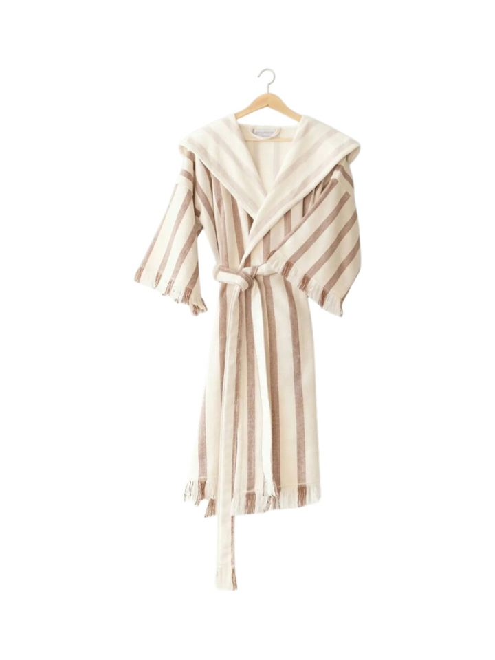 Tan gestreepte badjas Holiday Kimono Place Reservee 