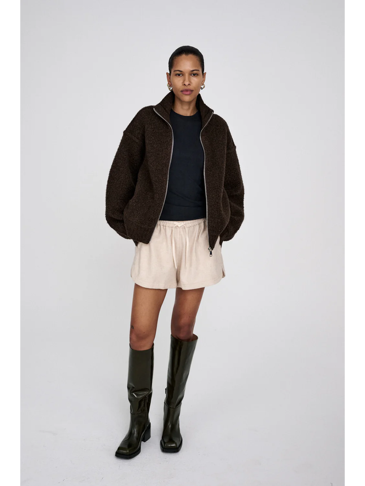 Bruine wollen bomber vest Sigal Rabens Saloner 