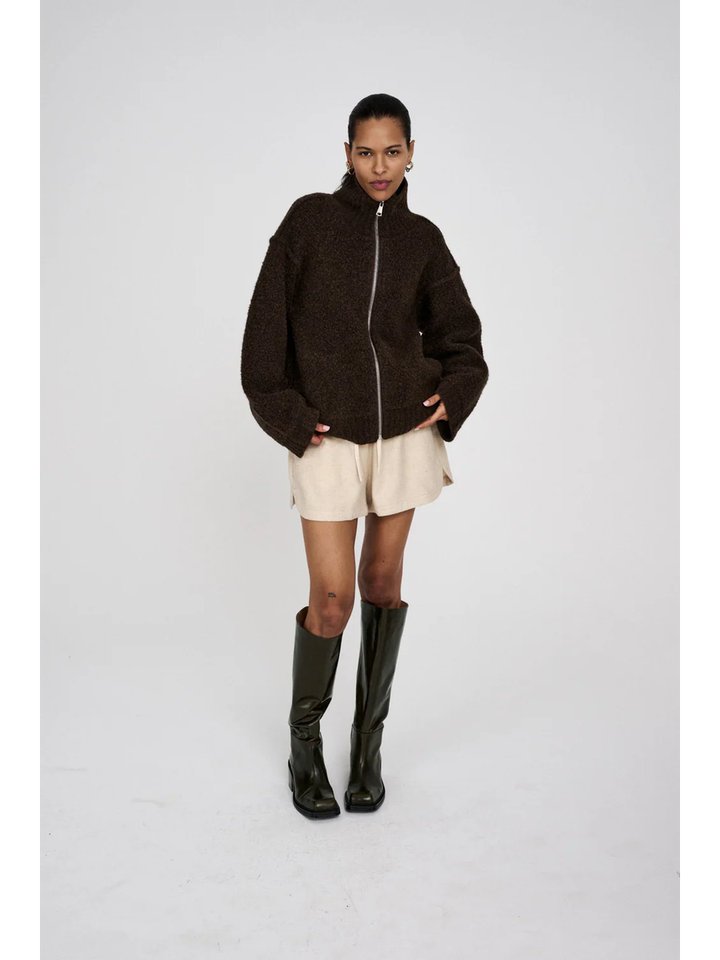 Bruine wollen bomber vest Sigal Rabens Saloner 