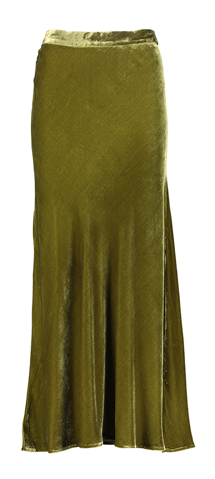 Olijfgroene lange rok in fluweel Ellery Rabels Saloner 