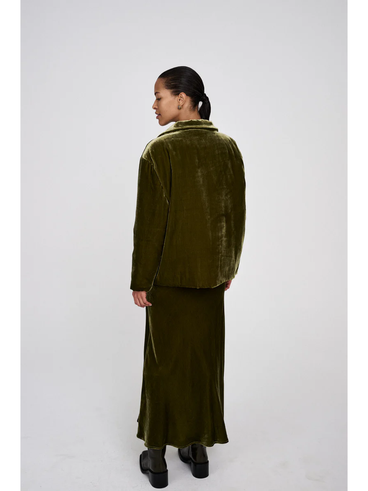 Olijfgroene lange rok in fluweel Ellery Rabels Saloner 
