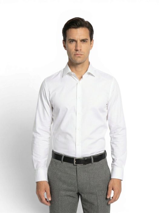 Wit katoenen hemd (slim fit) met lange mouwen Eton