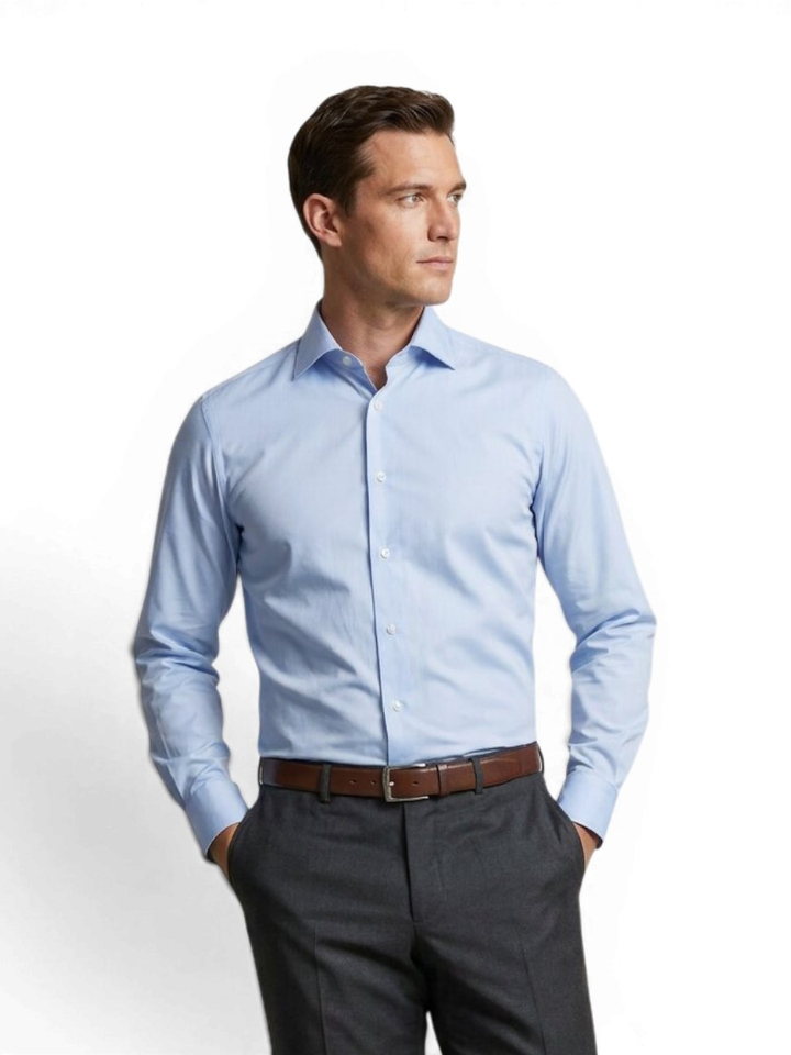 Light blue katoenen hemd (slim  fit) met lange mouwen Eton 