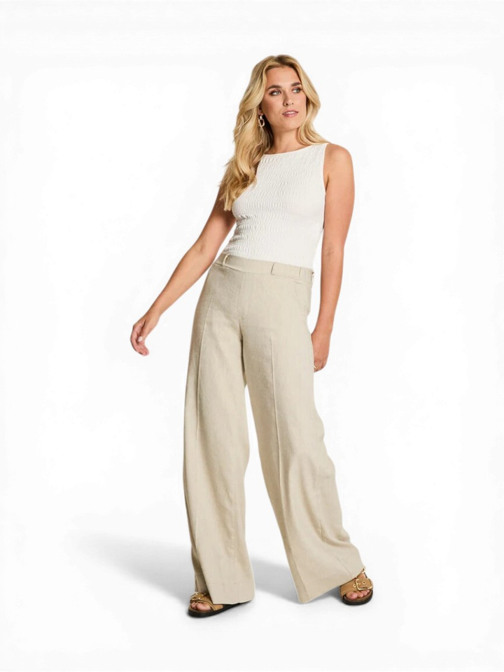 Olijf kleurige linnen broek Lizzy Flower Linnen Para Mi 