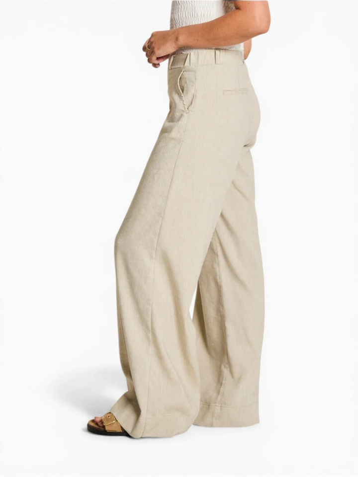 Olijf kleurige linnen broek Lizzy Flower Linnen Para Mi 