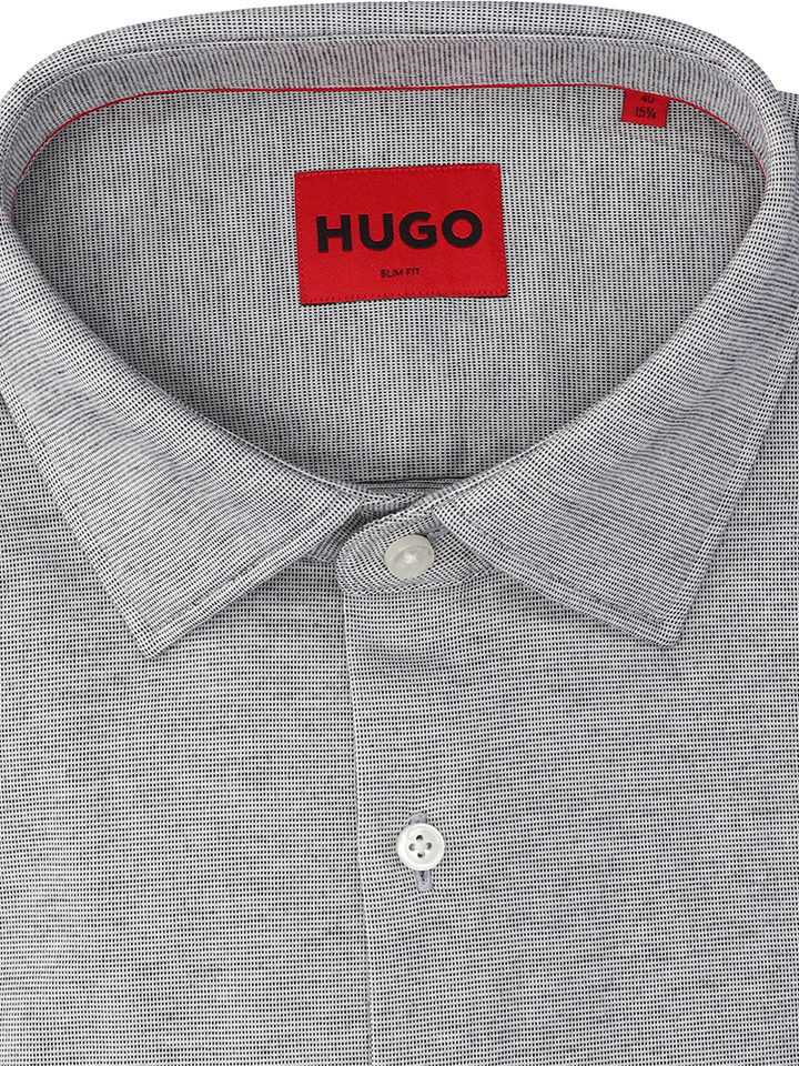 Grijs katoenen hemd (slim fit) met details en lange mouwen Hugo Boss 